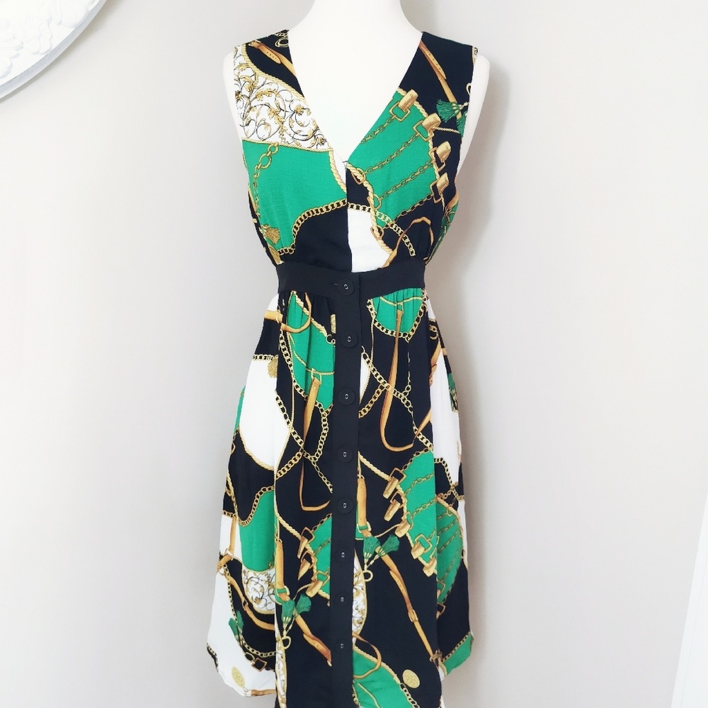 NWT High Waisted Button Down Dress Size L